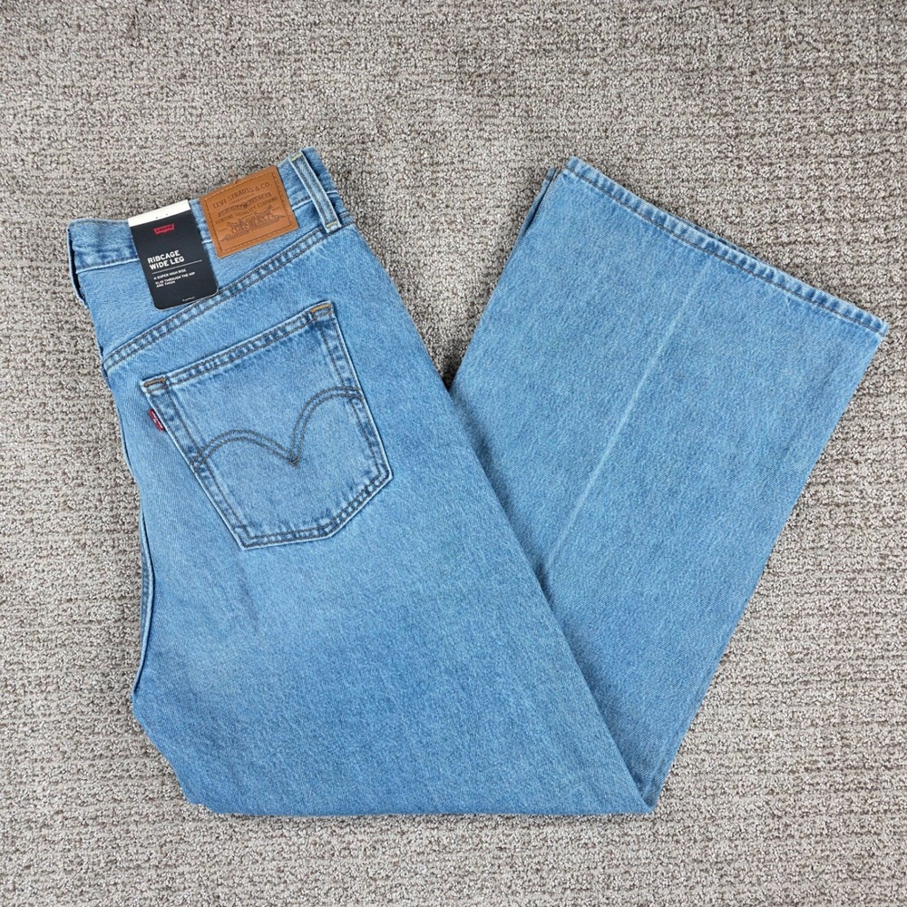 Levi's Premium Ribcage Wide Leg Jeans Womens 32x30 Blue Super High Rise Baggy